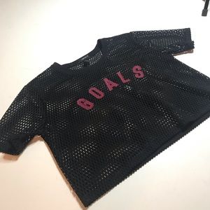 “GOALS” Fishnet Cropped Top
